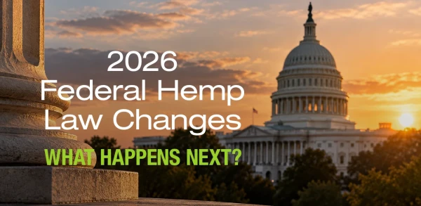 U.S. Capitol at sunset with the title 2026 Federal Hemp Law Changes: What Happens Next?